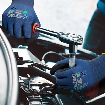 KAYGO Safety Work Gloves, MicroFoam Nitrile Coated, Men Women,KG18N - color: Dark Blue, size: Medium