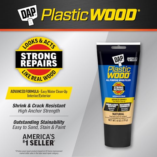 DAP Plastic Wood All Purpose Latex Wood Filler, Natural, 6 Oz (7079800581) - color: Natural, size: 6 Oz