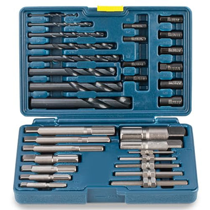 Screw & Pipe Extractor Set,Left Hand Drill Bit with Drill Guides - color: 37-piece Bolt Extractor Set