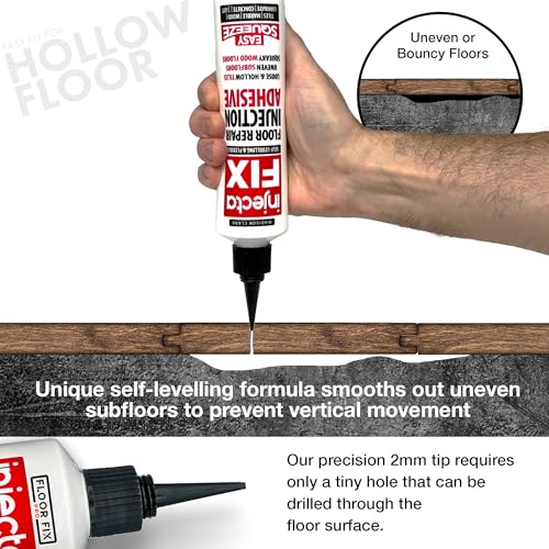 Floor-Fix Pro Injectafix - All in One Repair Kit for Loose/Hollow & Tiles Repair + Squeaky Wood, LVT & Laminate. Includes Anti- Clog Air-Tight Cap. Does NOT Require Caulk Gun (6) - color: 6