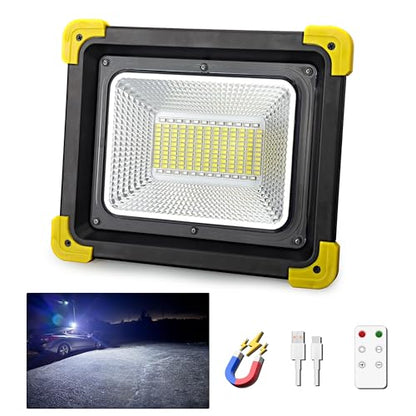 12000mAh Rechargeable LED Work Light, Magnetic Work Light 90H Long Lasting Remote Control Construction Lights IP65 Waterproof 4 Modes Job Site Lighting for Outdoor,Garage - size: work light