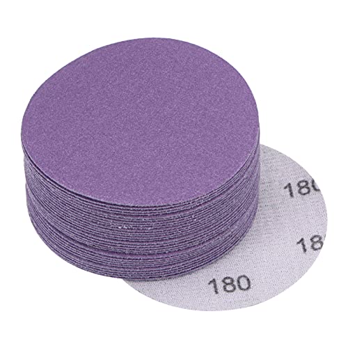 uxcell 30Pcs 3-Inch Purple Sanding Discs 180 Grits Hook and Loop Professional Aluminum Oxide Sand Paper Wet Dry Polish for Wood Metal Paint Finishing - style: 180 Grit