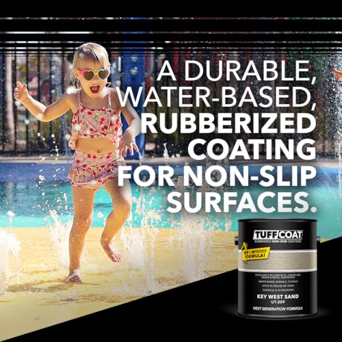 Tuff Coat Medium Texture Rubberized Non-Skid Deck Coating – Textured Non-Slip Safety Surface for Pool Decks, Docks, Boat Ramps, Patios, Walkways & High-Traffic Areas (UT-209 Key West Sand 1-gallon) - color: Key West Sand, size: 128 Fl Oz (Pack of 1)