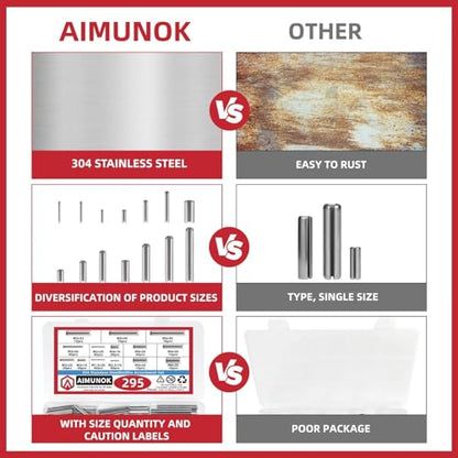 295-Piece Stainless Steel Roll Pin Assortment Kit - size: 295 pieces Metric Roll Pins