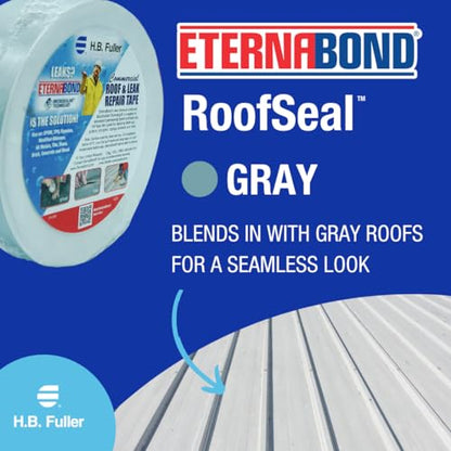 EternaBond RoofSeal Gray 2" x50' MicroSealant UV Stable RV Roof Seal Repair Tape | 35 mil Total Thickness - EB-RG020-50R - One-Step Durable, Waterproof and Airtight Sealant - color: Gray, size: 2" x 50'