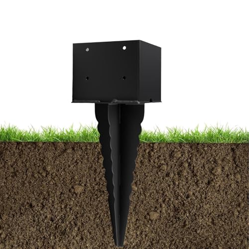 1Pcs 17" Fence Post Anchor Ground Spike|Black Powder-Coated| 6"x6" - size: 6"x 6"