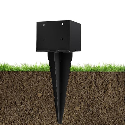 1Pcs 17" Fence Post Anchor Ground Spike|Black Powder-Coated| 6"x6" - size: 6"x 6"