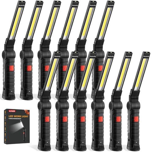 12Pack Magnetic Rechargeable LED Work Light/Flashlight for Mechanic - size: 12 Pack