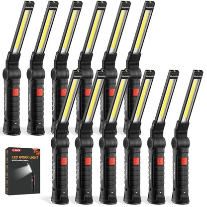 12Pack Magnetic Rechargeable LED Work Light/Flashlight for Mechanic - size: 12 Pack