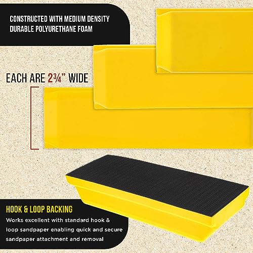 Dura-Gold Classic Rectangle Hand Sanding Block Kit with 5", 7-3/4" and 10"