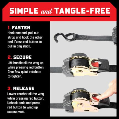 Erickson Retractable Ratchet Strap - 2 in x 10 ft - color: Black, size: 2in x 10ft