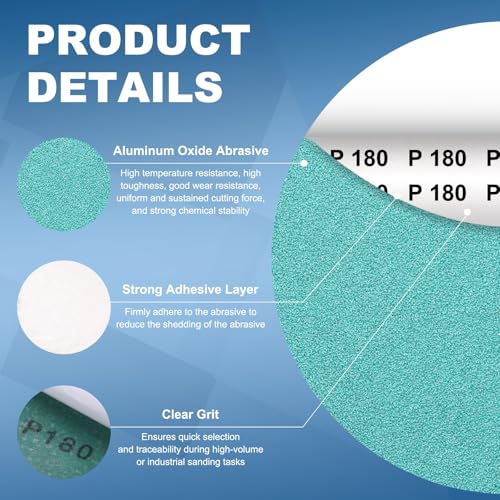 50Pcs 5" PSA Sanding Discs 100 Grit Polyester Film Green - size: 5 Inch-100 Grit