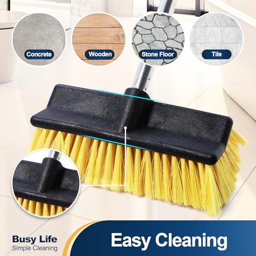 Yocada Deck Brush with 4-Section Extendable Handle Floor Scrub Brush