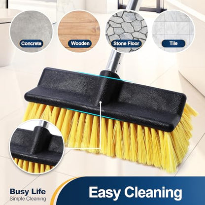Yocada Deck Brush with 4-Section Extendable Handle Floor Scrub Brush