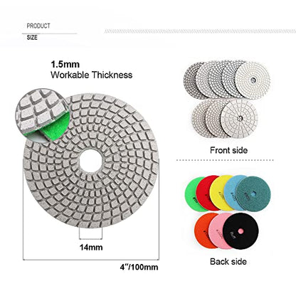 SHDIATOOL 8Pcs 4 Inch Diamond Wet Polishing Pads with White Bond White Buff for Marble Granite Stone - style: White Buff