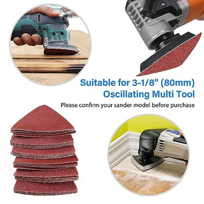 180PCS Oscillating Tool Sanding Pad, Detail Sander Sandpaper, 40-240 Grit