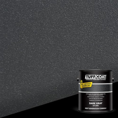 Tuff Coat Medium Texture Rubberized Non-Skid Deck Coating – Textured Non-Slip Safety Surface for Pool Decks, Docks, Boat Ramps, Patios, Walkways & High-Traffic Areas (UT-206 Dark Gray 1-gallon) - color: Dark Gray, size: 128 Fl Oz (Pack of 1)