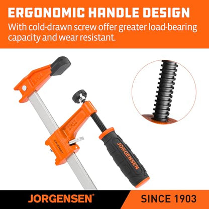 Jorgensen 6" Medium-Duty Steel Bar Clamp Set, 600 lbs Load Limit, 2-Pack - size: 6 Inch Medium Duty