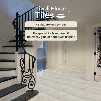 Tivoli Peel & Stick Vinyl Floor Tiles, 45-Pack, 12 x 12 in, White - color: White Slate
