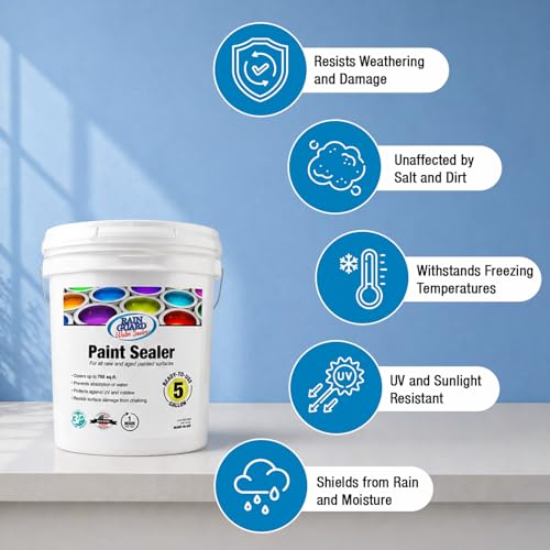 Rain Guard Water Sealers SP-9005 Paint Sealer 5 Gallon - Clear Semi-Satin Finish - Water Repellent Protection for All Painted Surfaces - Water-Based Silane/Siloxane Acrylic - size: 5 Gallons