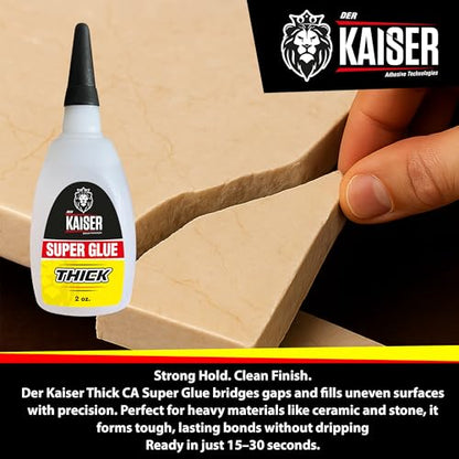 Thick Cyanoacrylate (CA) Super Glue – 2 Pack (2 x 2 oz Bottles) – Heavy-Duty Adhesive for Woodworking, Marble, and Repair Projects - size: 4 oz