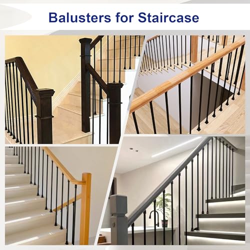 Sidasu 15 Pack Iron Balusters 44" Square Hollow Stair Spindles - size: Square - Basic