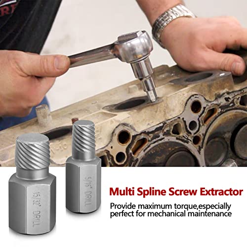 25-Piece Screw Extractor Set, Multi-spline Easy Out Extractors CR-MO Bolt Remover for Removing Broken Studs, Bolts, Socket Screws - color: 25-piece