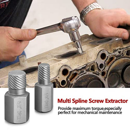 25-Piece Screw Extractor Set, Multi-spline Easy Out Extractors CR-MO Bolt Remover for Removing Broken Studs, Bolts, Socket Screws - color: 25-piece