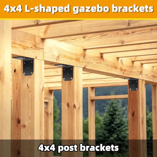 4 PCS 4x4x3.5 Pergola Brackets,Heavy Duty L Right Angle Bracket - size: 4x3.5 inch ( 4 Pack )