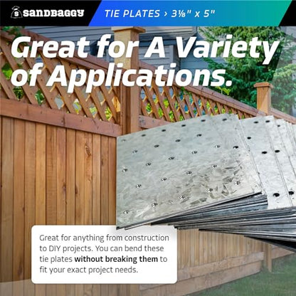 Sandbaggy Tie Plate for Wood (3-1/8" x 5") - Hot Dipped Galvanized Steel - 20 Gauge - 23 Nail Holes (Similar to Simpson Strong-Tie TP35) (3.125" x 5", 50)