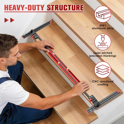 Stair Tread Template Tool - No Assembly Required Stair Tread Jig - color: LTC-A Black-001