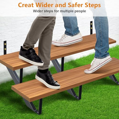 Steel Stair Riser 2 Step, 19.5" H Metal Stair Stringers for Deck - size: 2 Step