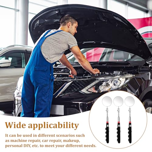 6 Pcs Telescoping Inspection Mirror Retractable Mechanical Mirror Extendable Long Handle Telescoping Mirror 360 Rotation Under Vehicle Detection Mirror for Technicians Mechanics Contractors