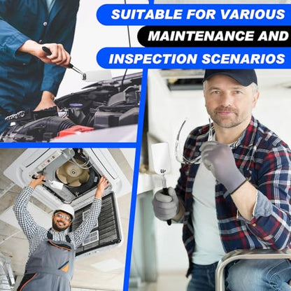 Chunful 2 Pcs Flame Inspection Mirror Telescoping 2 x 3.75 Inch Stainless Steel Pivoting Rectangular Telescopic Welding Mirror with Grip Handle for Maintenance Inspection