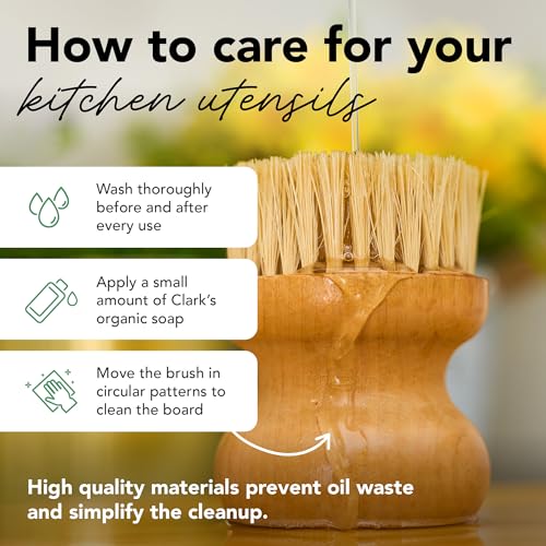 CLARK'S Cutting Board Oil & Wax Brush with Maple Wood Handle - Round - size: Small