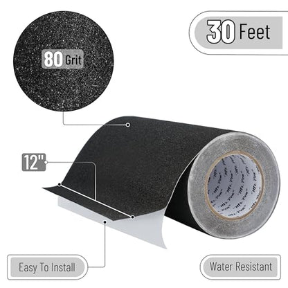 Mr. Pen- Anti Slip Traction Tape, 12" x 30', Abrasive Adhesive for Stairs - size: 12 Inch, 30 Feet