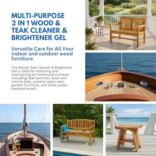 EcoDecors 2-in-1 Teak Cleaner & Brightener Gel, 1L for Outdoor Wood - style: 2 in 1 Teak Cleaner & Brightener Gel