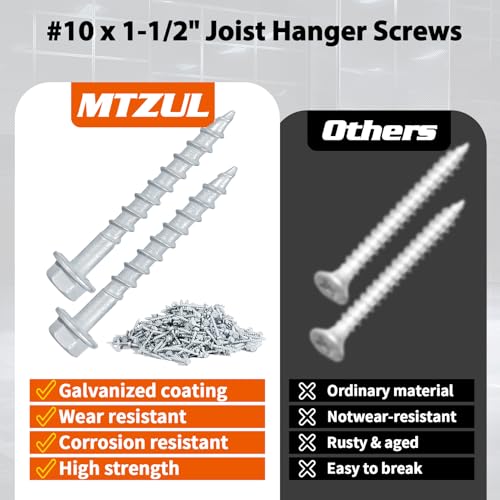 #10 x 1-1/2" Heavy Duty Joist Hanger Screws, 500 Count, SD Connector Screws - size: #10 x 1-1/2 in