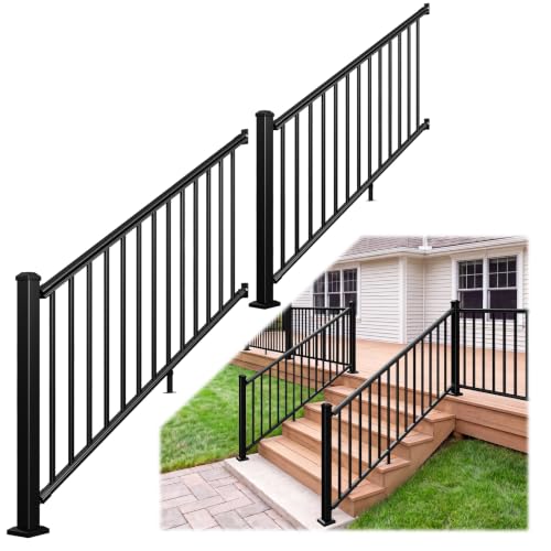 Egadis 2 Pack 36 in. H x 6 ft. W Aluminum Stair Railing Kit Outdoor - color: Stair 6ft - 2 Panel 2 Post