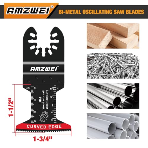 AMZWEI 10PCS Bi-Metal Oscillating Tool Blades for Metal Cutting