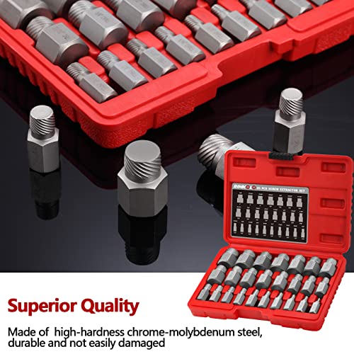 25-Piece Screw Extractor Set, Multi-spline Easy Out Extractors CR-MO Bolt Remover for Removing Broken Studs, Bolts, Socket Screws - color: 25-piece
