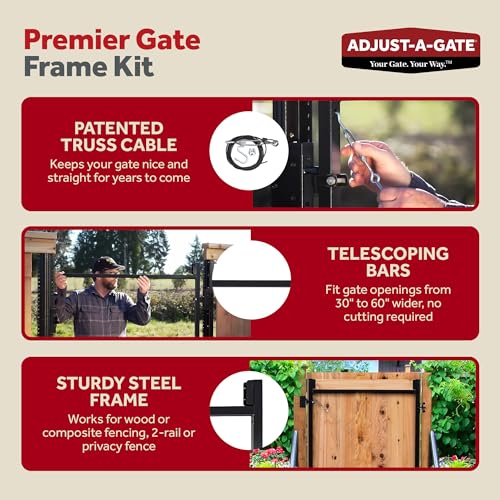 Adjust-A-Gate Steel Frame Gate Building Kit, 36"-60 Inch Wide Opening (2 Pack) - size: 36"-60" wide openings, 5'-6' high