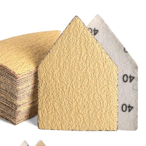 POLIWELL Orbital Triangle Sanding Sheets 50PCS 90x65mm Hook & Loop - style: 40 Girt