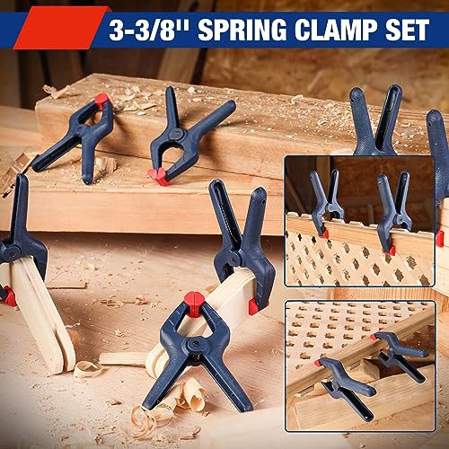 WORKPRO Spring Clamp Set, 16-Piece 3-3/8" with Adjustable Jaw Pads - color: Blue, size: Single Size Set (3-3/8")