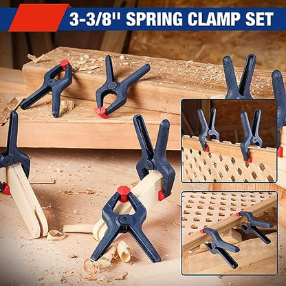 WORKPRO Spring Clamp Set, 16-Piece 3-3/8" with Adjustable Jaw Pads - color: Blue, size: Single Size Set (3-3/8")