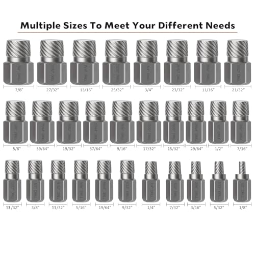 XEWEA 29PCS Screw Extractor Set Hex Head Multi-Spline, Bolt Extractor Kit - color: 29pcs