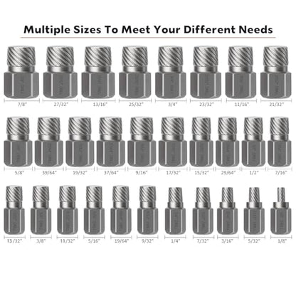 XEWEA 29PCS Screw Extractor Set Hex Head Multi-Spline, Bolt Extractor Kit - color: 29pcs