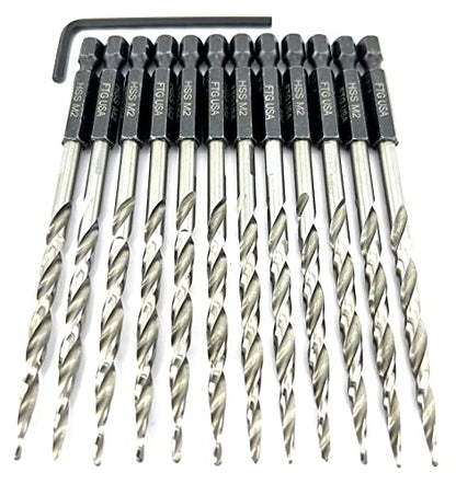 FTG USA Tapered Drill Bits for Wood 12 Pc #10 (3/16") All Same Size Replacement for FTG Countersink Drill Bit Set - size: #10 (3/16"), style: 12 Bits w/o cutter