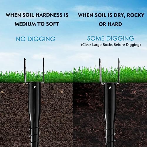 4 x 4 No-Dig Ground Anchor Post Holders, 27" Screw-in Stakes, 2 Pack - size: 2 Packs
