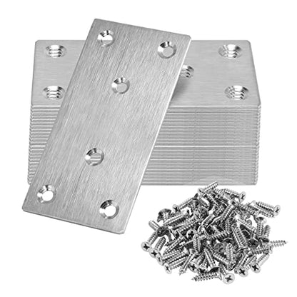 100 x 50 x 2mm Flat Mending Plate - Stainless Steel - Silver - 6Pcs - color: Silver, size: 100 x 50 x 2mm